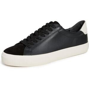 Vince Fulton Sneakers Lace Up Low Top Leather Suede Trim Gum Sole Black 12